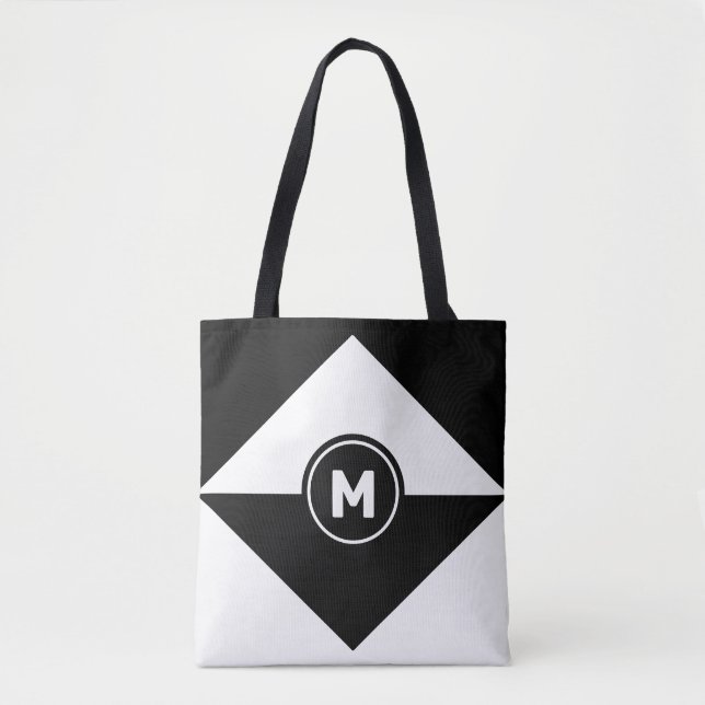 Sac fourre-tout noir et blanc Abstrait moderne (Devant)