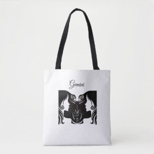 Sac fourre-tout noir et blanc Gemini Twins
