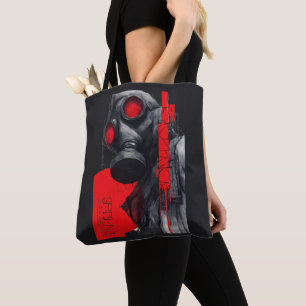 Sac fourre-tout noir et rouge Gas Mask Trash Polka