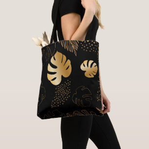 Sac fourre-tout noir feuille d'or