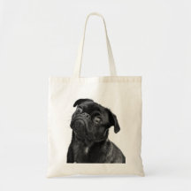 Sac fourre-tout noir mignon à carlin