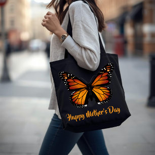 Sac fourre-tout noir personnalisé Papillon Monarqu