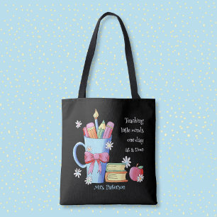 Sac fourre-tout noir pour enseignant avec citation