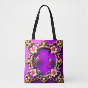 Sac fourre-tout Oiseaux Violets Style Floral Natur