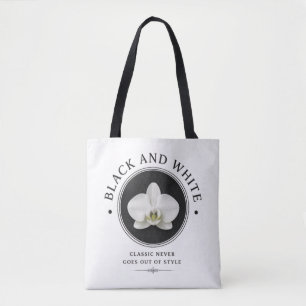 sac fourre-tout orchidée noir et blanc