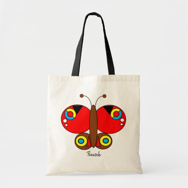 Sac fourre-tout papillon coloré mignon - Peacock (Devant)