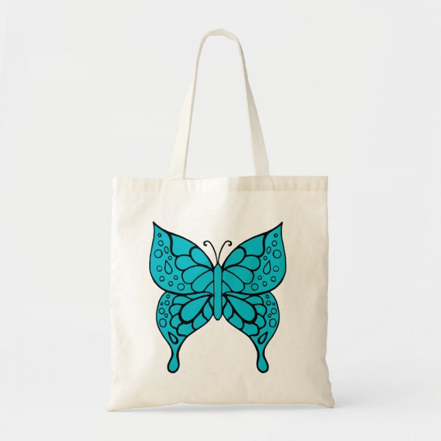 Sac fourre-tout papillon turquoise (Devant)