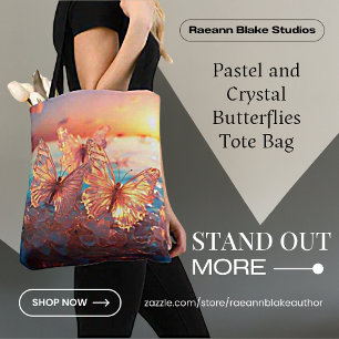 Sac fourre-tout Papillons pastel et cristal