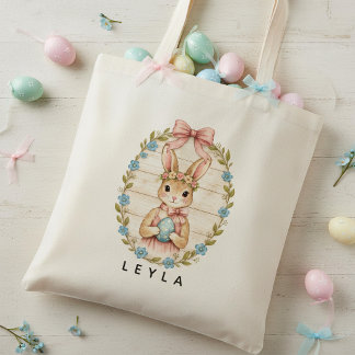 Sac fourre-tout pastel personnalisé du lapin de Pâ