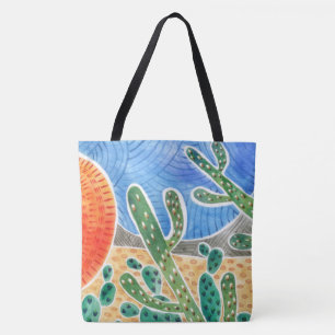 Sac fourre-tout paysager de Cactus Watercolor