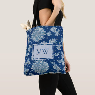 Sac fourre-tout personnalisé à motif floral bleu c