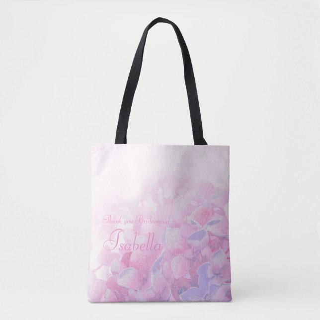Sac fourre-tout personnalisé avec hortensia rose (Devant)