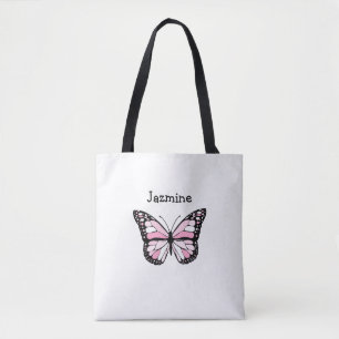Sac fourre-tout personnalisé avec papillon rose