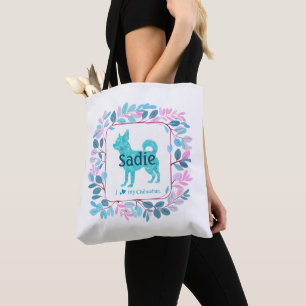 Sac fourre-tout personnalisé bleu pour chihuahua a