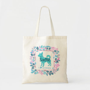 Sac fourre-tout personnalisé bleu pour chihuahua a