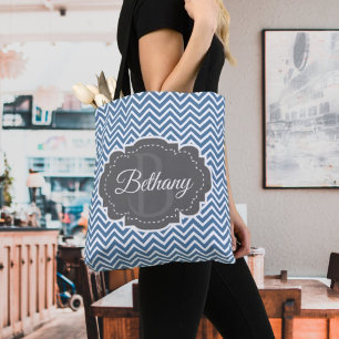 Sac fourre-tout personnalisé Blue Chevron