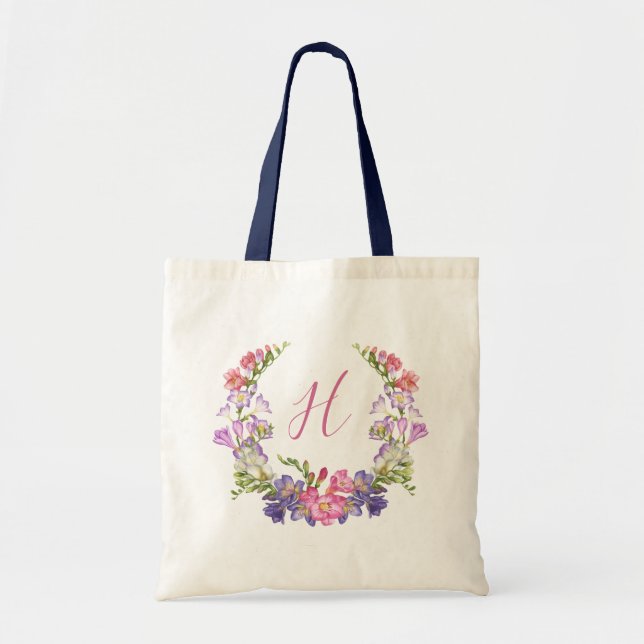 sac fourre-tout personnalisé de la couronne floral (Devant)