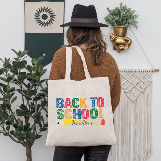 Sac fourre-tout personnalisé floral pour enseignan