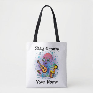 Sac fourre-tout personnalisé Pieuvre Rétro Nom