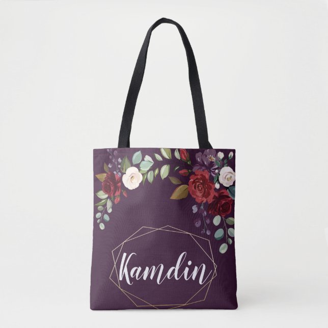 Sac fourre-tout personnalisé Plum violet Rose Gold (Devant)
