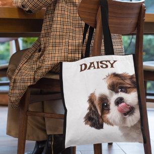 Sac fourre-tout photo de chien marron pastel perso