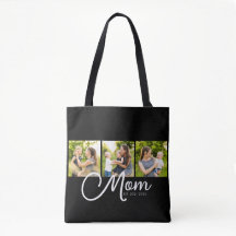 Sac fourre-tout photo noir avec texte Maman établi