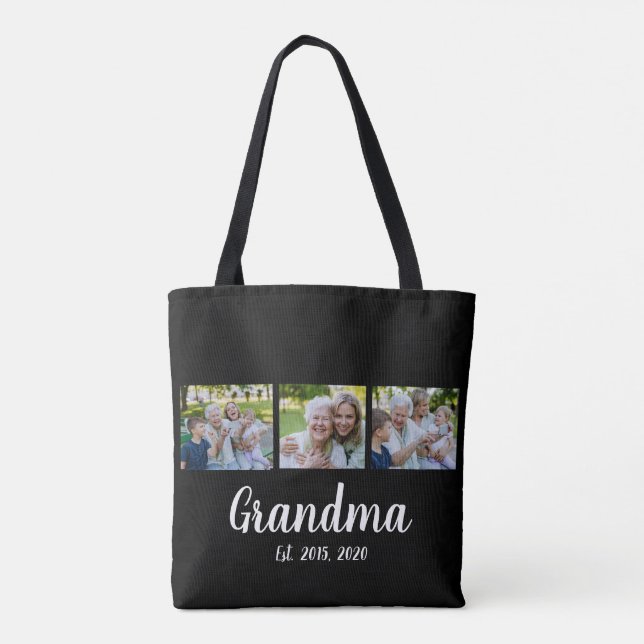 Sac fourre-tout photo noir écriture grand-mère éta (Dos)