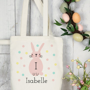 Sac fourre-tout Pois lapin rose de Pâques personna