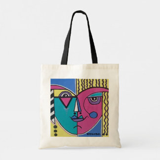 Sac fourre-tout portrait abstrait multicolore