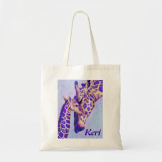 Sac fourre-tout pourpre à deux girafes