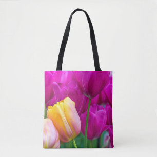 Sac fourre-tout pourpre et orange à tulipes