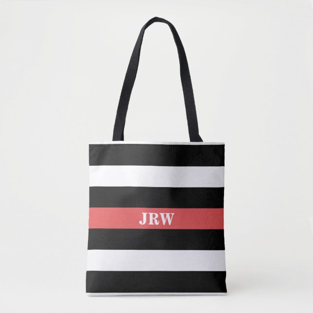 Sac fourre-tout rayé blanc et rouge noir à (Devant)