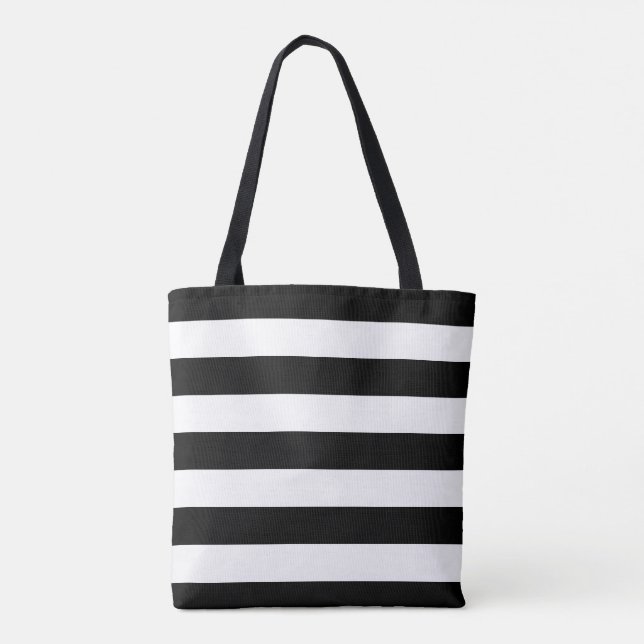 Sac fourre-tout rayé noir et blanc (Dos)