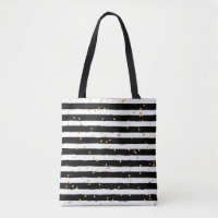 Sac fourre-tout rayé noir et blanc avec points d'o