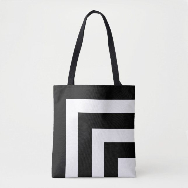 Sac fourre-tout rayé noir et blanc moderne (Devant)