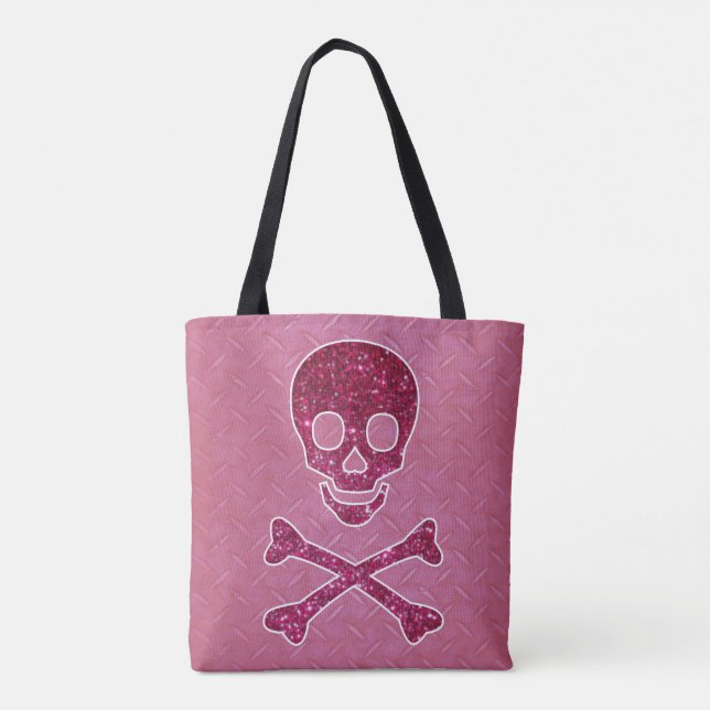 Sac fourre-tout rose à crâne de parties (Dos)