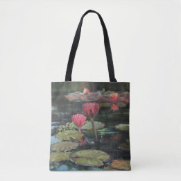 Sac fourre-tout rose à étang de lis