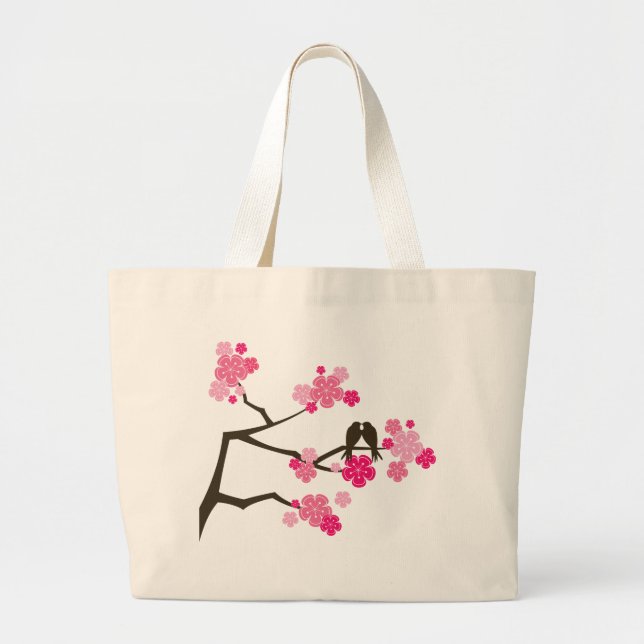 Sac fourre-tout rose à inséparables de fleurs de (Devant)
