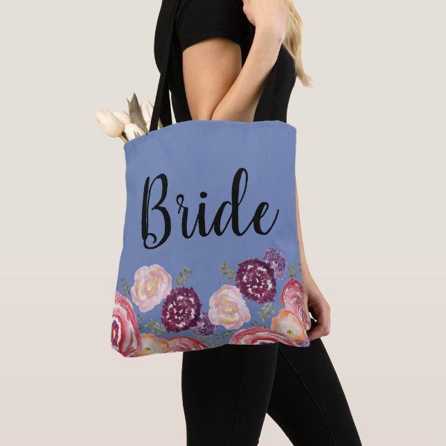 Sac fourre-tout rose Motif de fleurs de mariée (De près)
