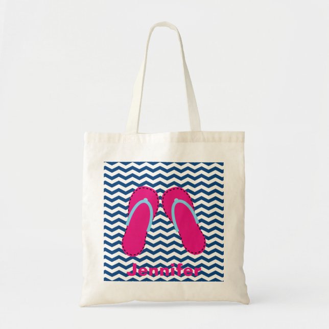 Sac fourre-tout rose personnalisé à sandales de (Devant)