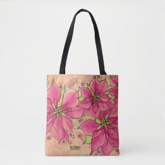 Sac fourre-tout rose Poinsettias