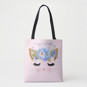 Sac fourre-tout rose visage de chat mignon