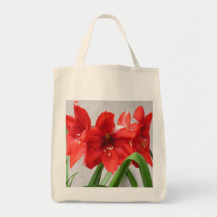 Sac fourre-tout rouge à épicerie d'amaryllis de