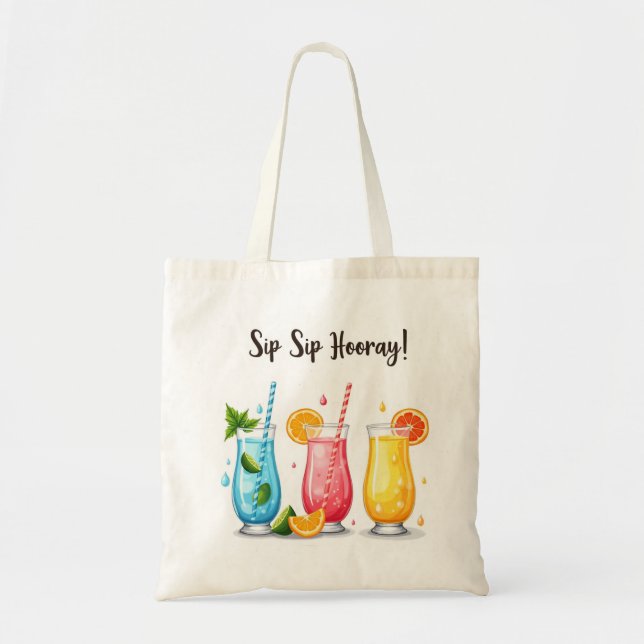 Sac fourre-tout 🍋 Sip Sip Hooray Boissons d'été (Devant)