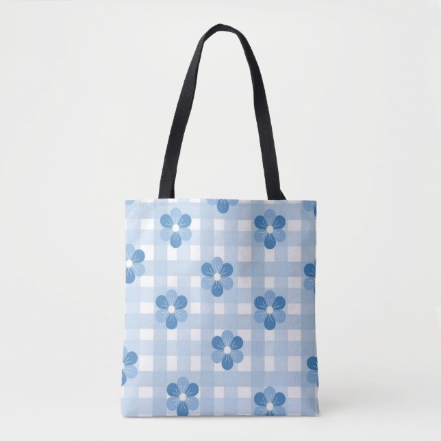 Sac fourre-tout Sky Blue À damiers (Devant)