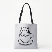 Sac fourre-tout Tasse à Thé avec Chat Mignon
