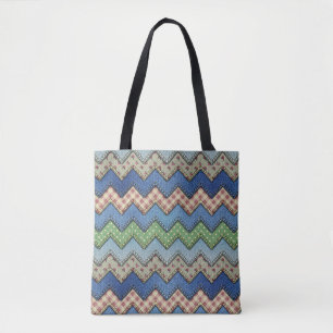 Sac fourre-tout tout-sur-impression Denim Chevron