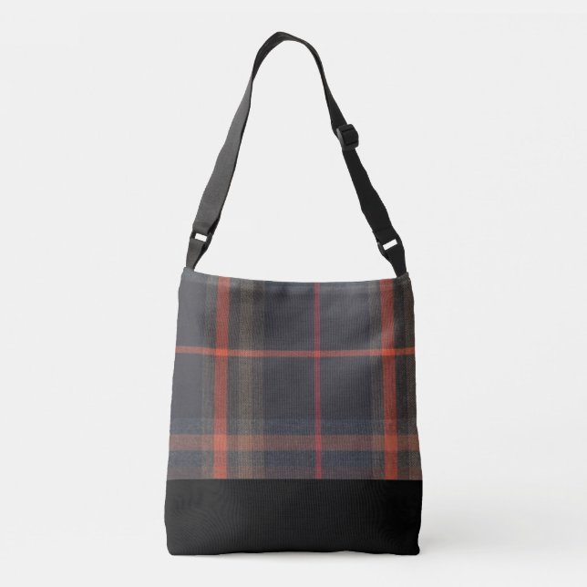 Sac fourre-tout transversal tartan et noir (Dos)