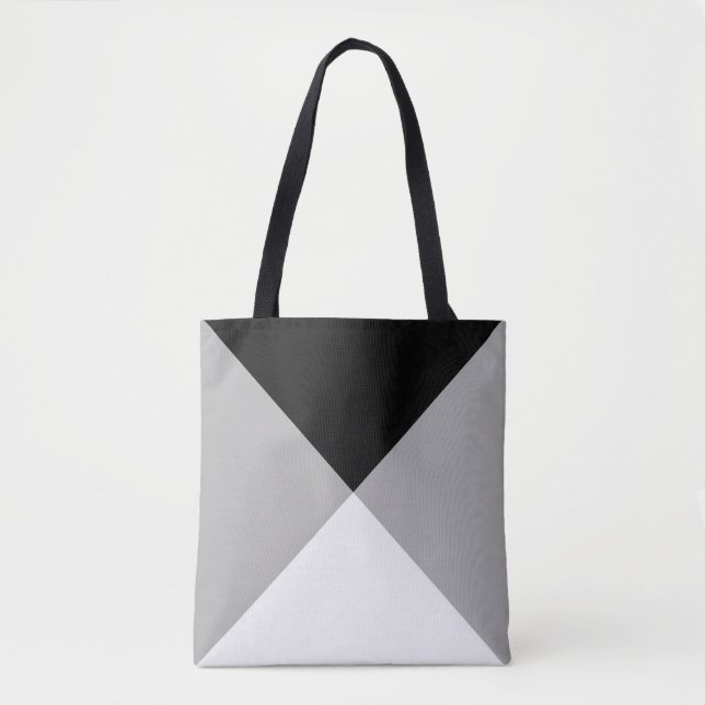 Sac fourre-tout triangle Abstrait noir, gris et bl (Devant)