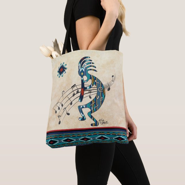 Sac fourre-tout Turquoise Kokopelli (De près)